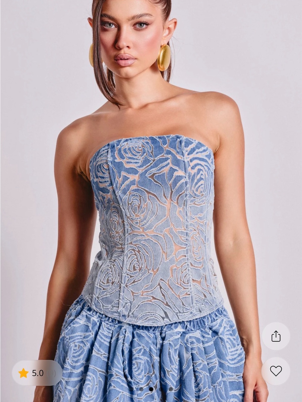Akira Strapless Blue Rose Lace Corset Top